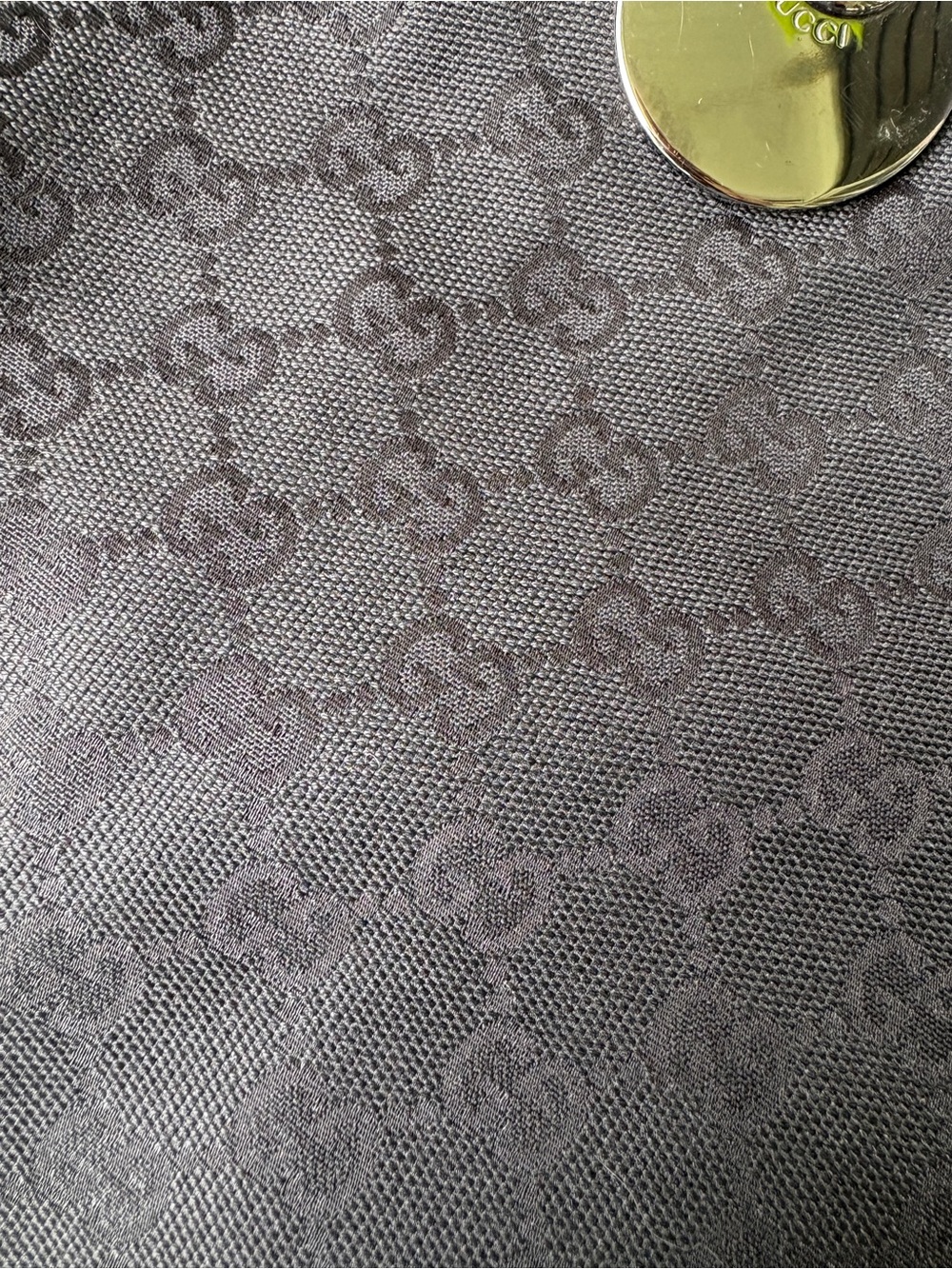 Gucci Black Jacquard GG Canvas Tote Silver Hardware Discs Tom Ford Shoulder Bag - Picture 5 of 15